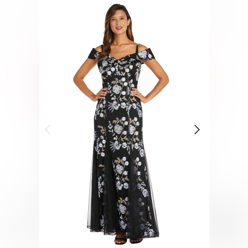R & M Richards Floral Trumpet Gown - 12 NWT